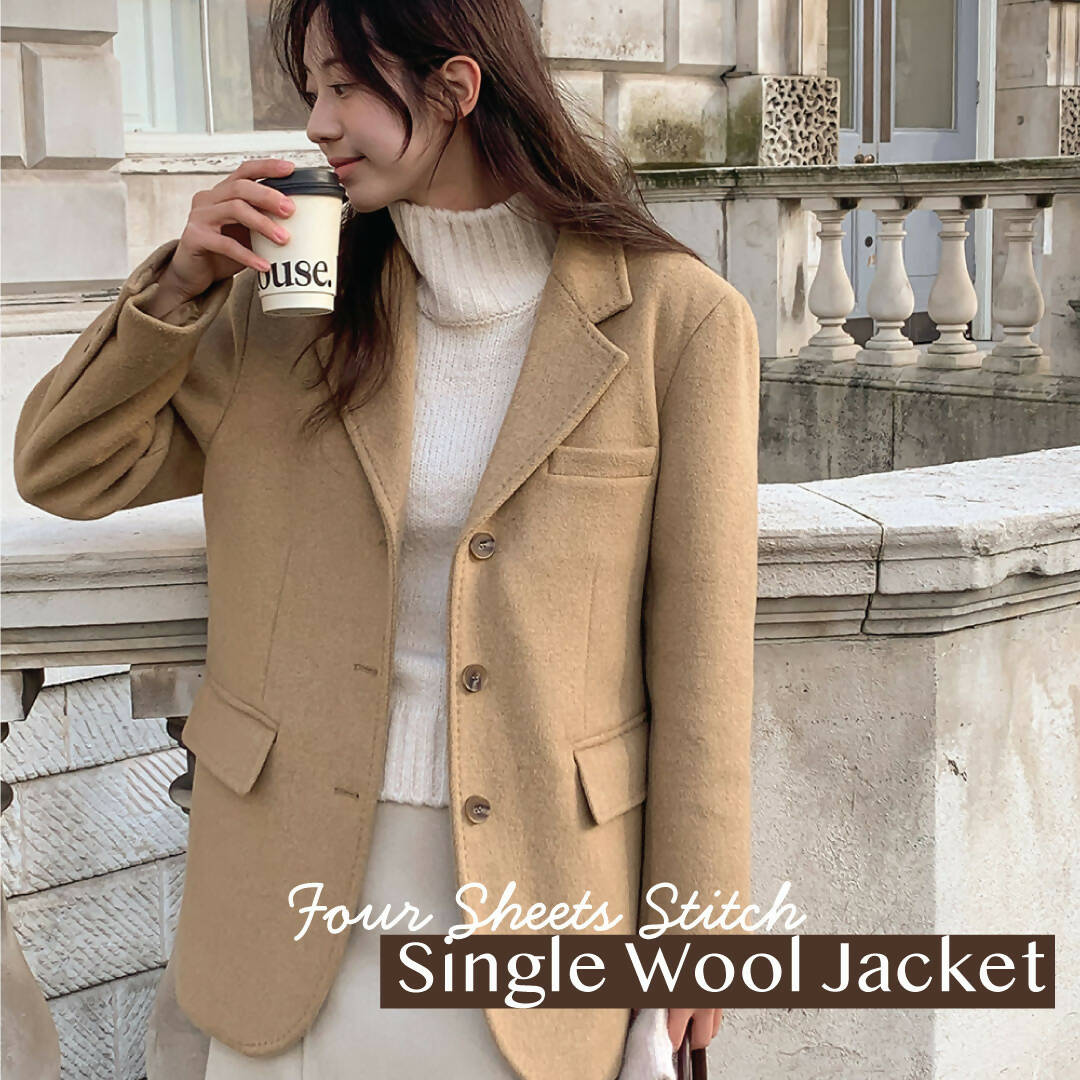 [청담캘리] Four Sheet 70%Wool stitch single Wool Jacket