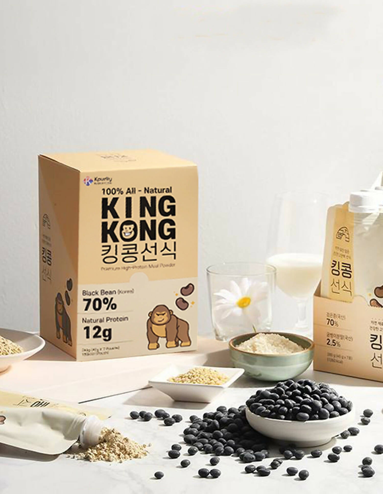 KingKong High Protein Powder 1 Box (7 Pouch) - Mixed Grain Powder Meal Replacement Shake Breakfast Simple Meal - High Protein, No Artificial Flavor or Sweeteners