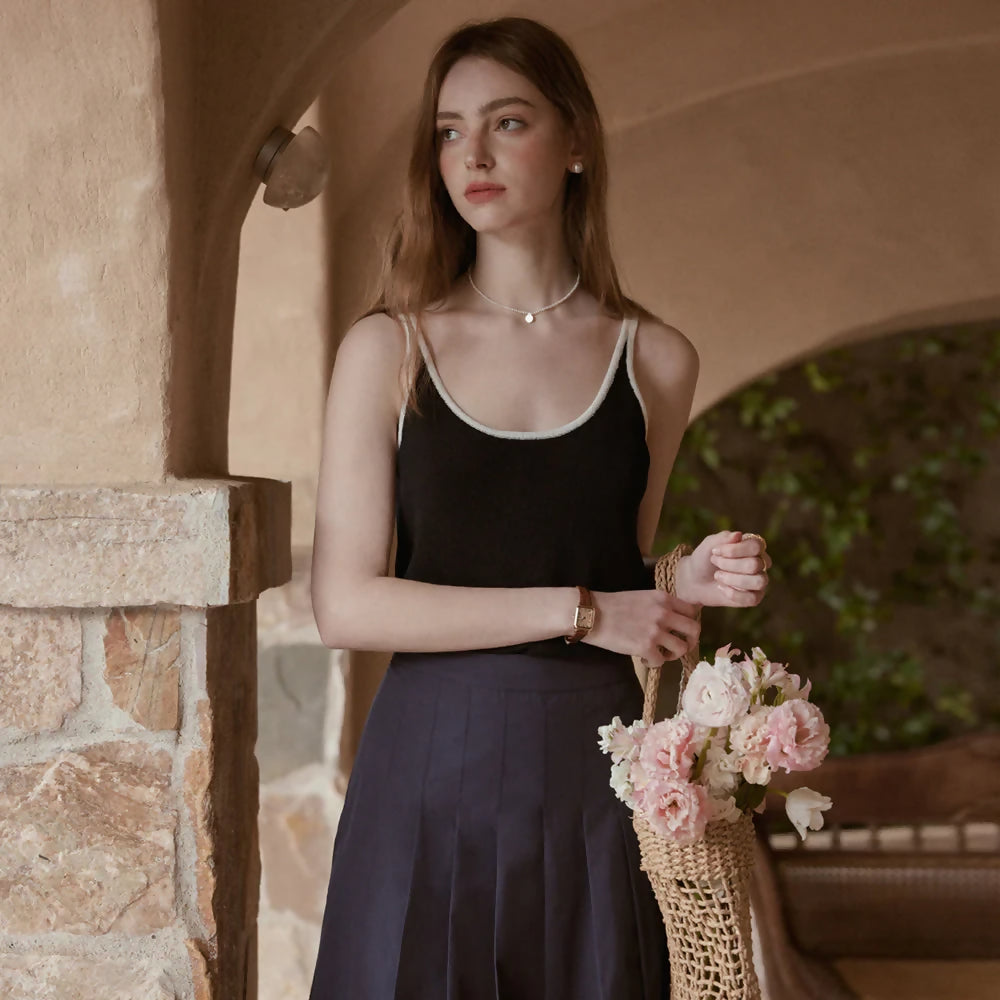 르니나WREN Byding Sleeveless Knit Top - Black