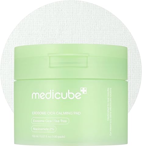 Medicube Exosome Cica Tea Tree Calming Toner Pads, Hydrating Daily Care for Sensitive Skin, Vegan, 100 Pads/메디큐브 엑소좀 시카 티트리 카밍 토너 패드 민감성 피부용 데일리 보습 케어