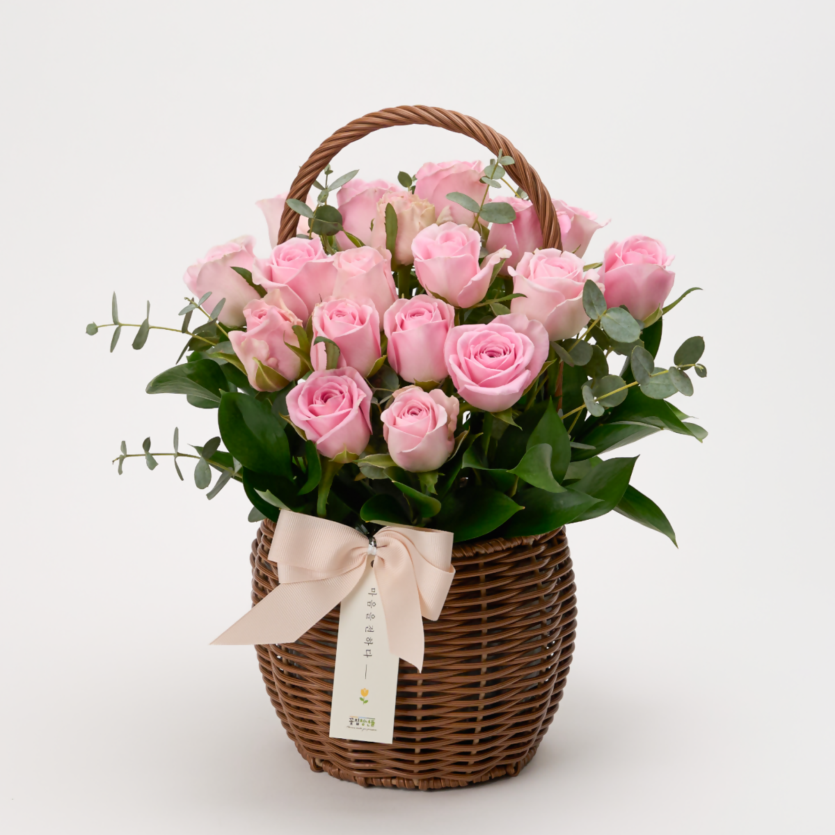 [OnKorea Gifts 한국 배송_꽃배달 서비스]행복한 미소(분홍장미 바구니)- 주문당일 한국 전지역 배송 서비스