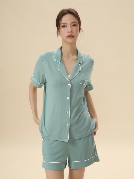 [Eau Clair 오끌레르-한소희 Pick]오끌레르 미드나잇 그린 숏 파자마 SET / 무신사, 29cm 화제의 파자마 - ODK Direct(주문당일출고)