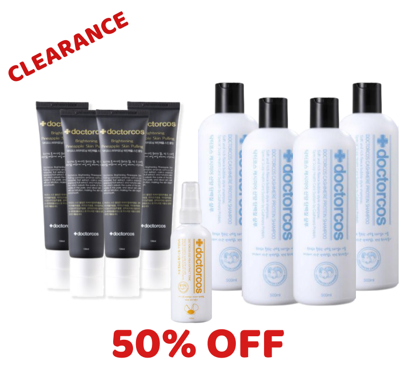 [Clearance] Doctorcos CASHMERE PROTEIN SHAMPOO (16.9oz) 4ea + Brightening Pineapple Skin Pulling Face Cleanser 100ml 4ea + EGG YORK HAIR TONIC 1ea