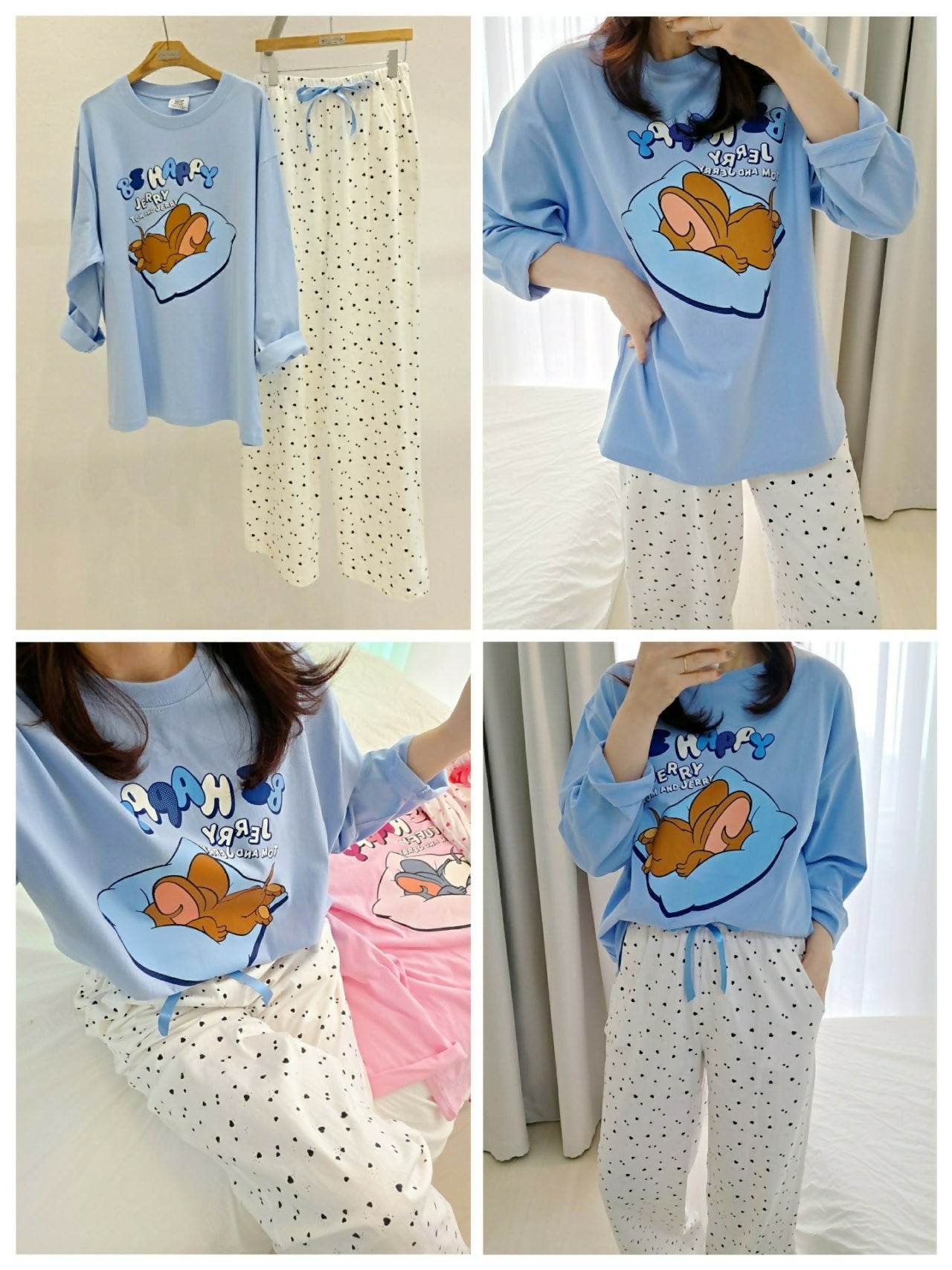 Disney Tom & Jerry “Be Happy” Pajama Set 디즈니 정품 톰앤제리 비해피 파자마 세트