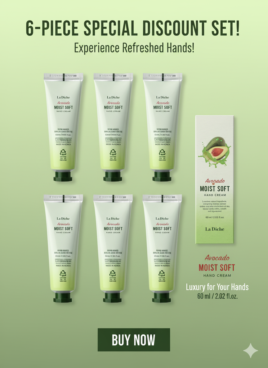 La Diche Avocado Moist Soft Hand Cream ( 6 packs) Deep Nourishment · Featherlight Touch