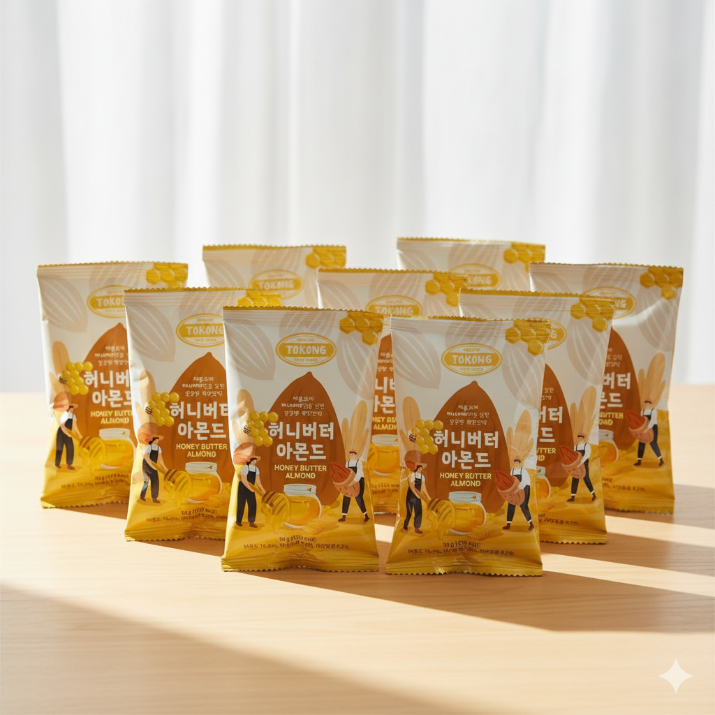 [TOKONG] Honey Butter Almond 30g( 8 Packs )/ Premium Seasoned Nuts – Sweet & Healthy Flavor- 허니버터 아몬드 세트