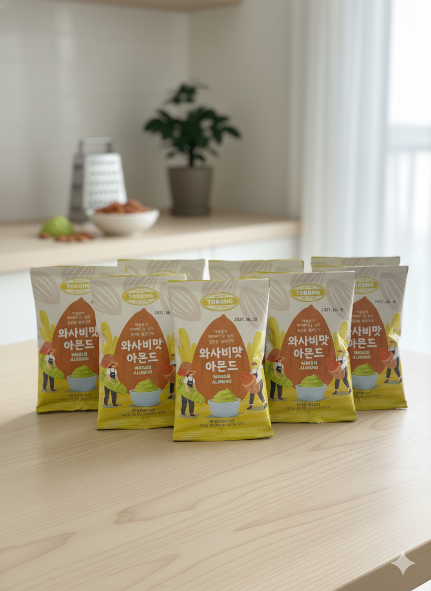 [160g / 5.64oz] Freeze Dried Natto Beans Snack Wasabi Flavor 20g ( 8 Packs), Fermented Soybean Snack 와사비맛 낫또 과자