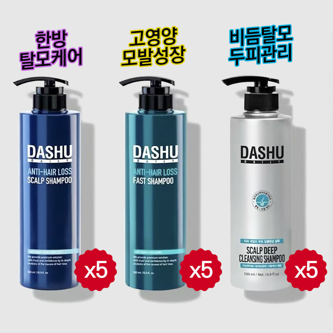 [DASHU] 데일리 샴푸 500ml x 5 | 탈모 두피케어 모발 성장 프로틴 케어 중 택 1 | 남여공용