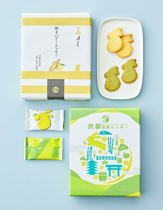 [OnKorea Gifts 한국 배송_달콤 간식 선물 세트]일본 디저트 교토 토끼모양 쿠키 2종 세트_말차쿠키+유자쿠키