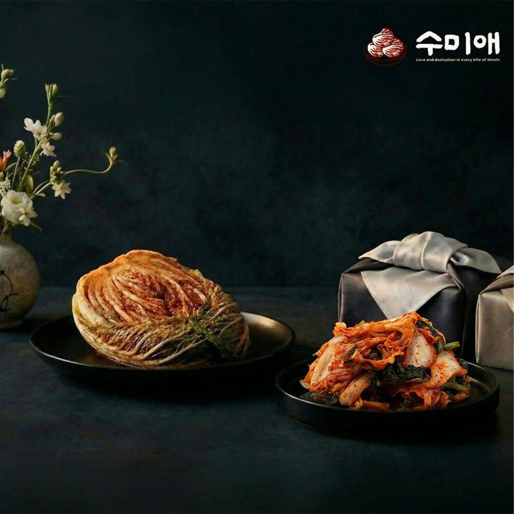 [수미애 고국배송] 프리미엄 배추김치 5kg + 마늘겉절이 5kg 선물세트 순수 한국산 원재료 100%