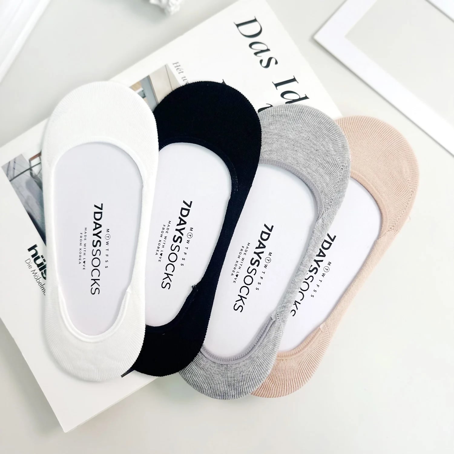 [Daily Sox Studio] 여성용 무봉제 코튼 페이크삭스 (4컬러 세트) W No Show Seamless Cotton Foot Socks (4 Color Set)_Made in Korea