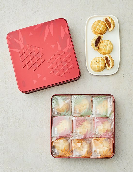 [OnKorea Gifts 한국 배송_달콤 간식 선물 세트]기화병가 펑리수 2종 쿠키세트_ 3믹스 레드(360g) + 파인애플 골드(360g)