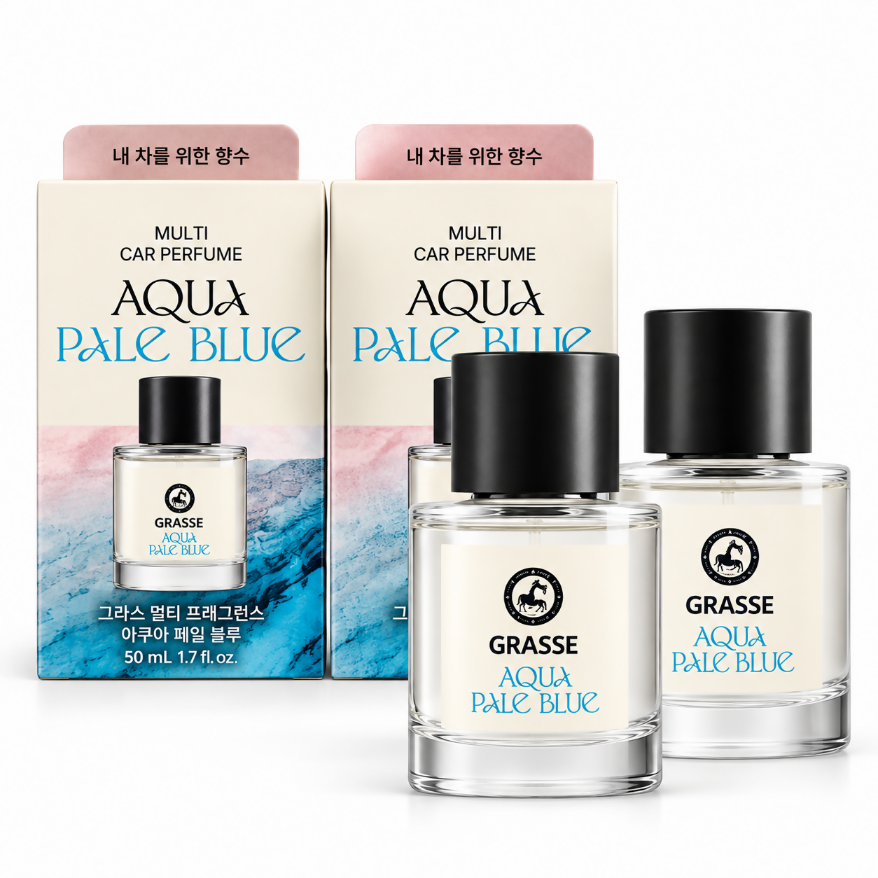 [1+1] 불스원 그라스 멀티프래그런스 실내 차량 패브릭 탈취 방향제 아쿠아페일블루 50ml 2개