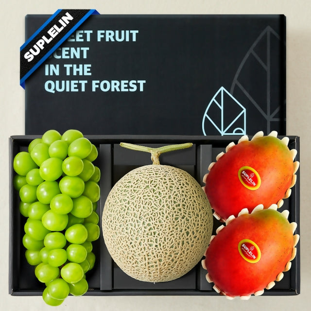[OnKorea Gifts 한국 배송_과일선물세트]프리미엄 샤인머스켓(1입)&애플망고(2입)&메론(1입) 선물세트_총 3kg 이상