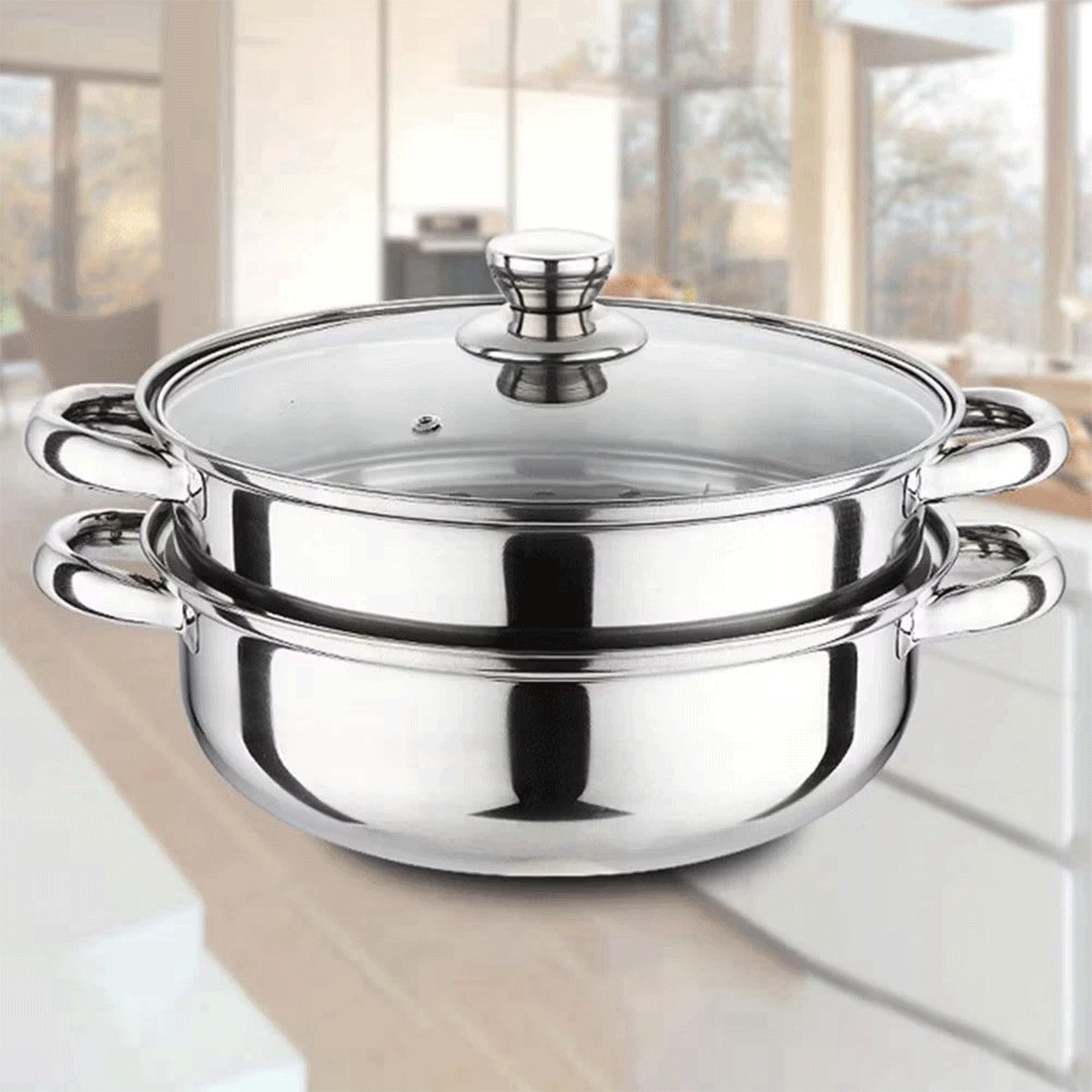 다용도 스테인리스 2단 찜냄비/찜기 28cm (뚜껑 포함) Hot Pot Steamer Stainless Steel Multipurpose Pot