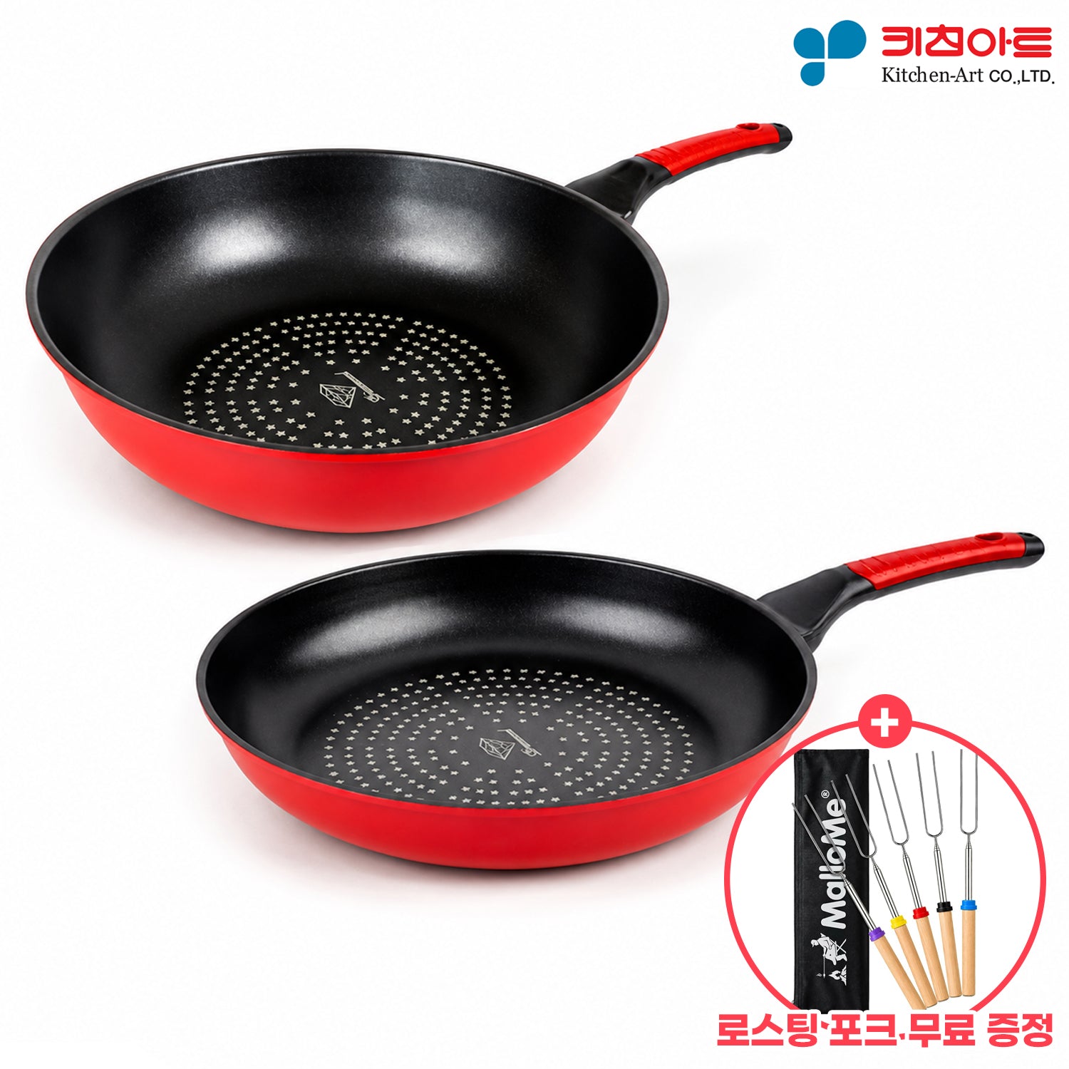 [키친아트] 고품질 대한민국 스마트 다이아몬드 특수코팅 (후라이팬 30cm + 궁중팬 30cm) 2종 세트