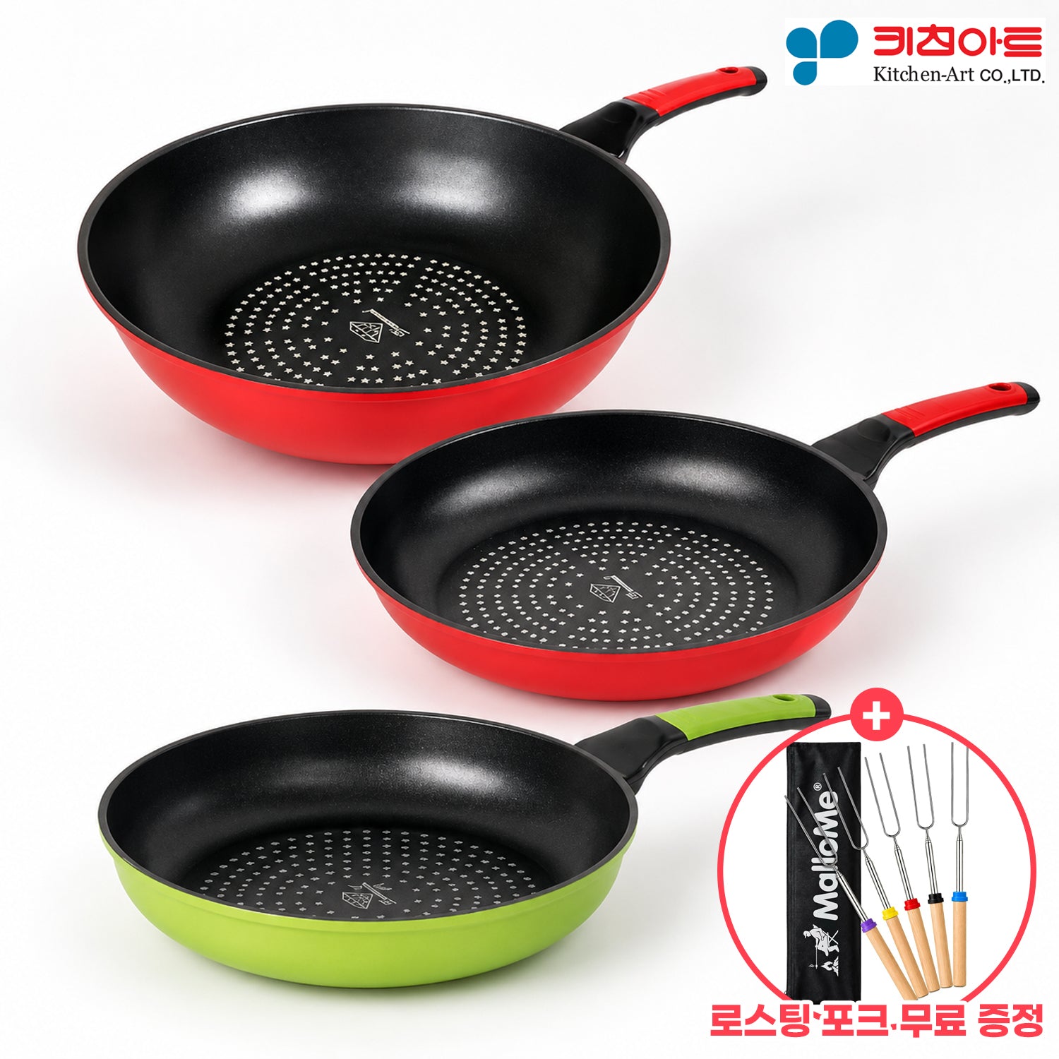 [키친아트] 고품질 대한민국 스마트 다이아몬드 특수코팅 (후라이팬 30cm + 궁중팬 30cm + 후라이팬 28cm) 3종 세트 - ODK Direct[주문당일출발]
