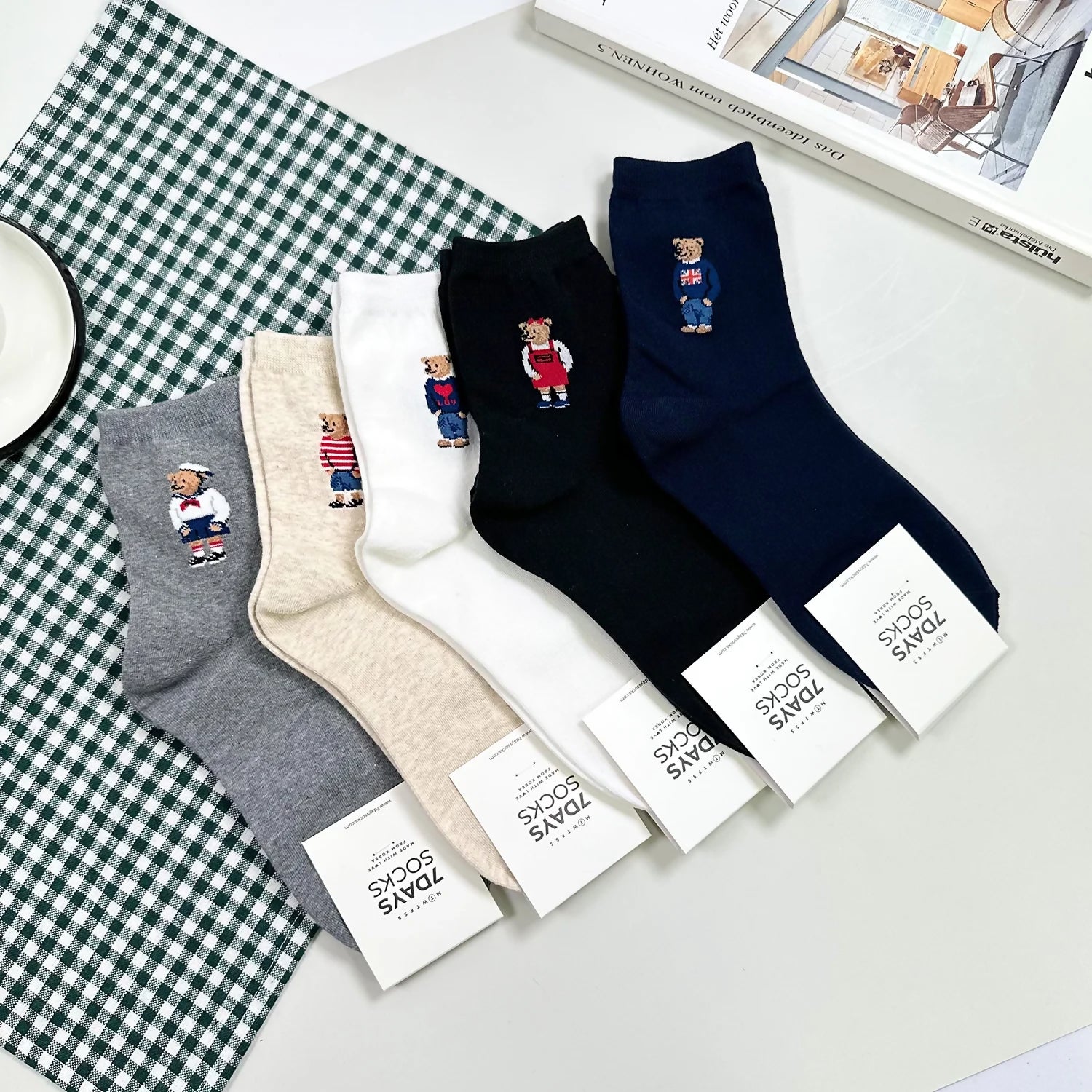 [Daily Sox Studio] 여성 레이디 클래식 크루 양말 (5컬러 세트) W Lady Crew Socks (5 Color Set)_Made in Korea