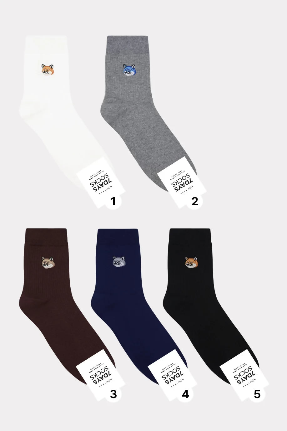 [Daily Sox Studio] 남성용 도그 베이직 크루 양말 (5컬러 세트) M Dog Basic Crew Socks (5 Color Set)_Made in Korea