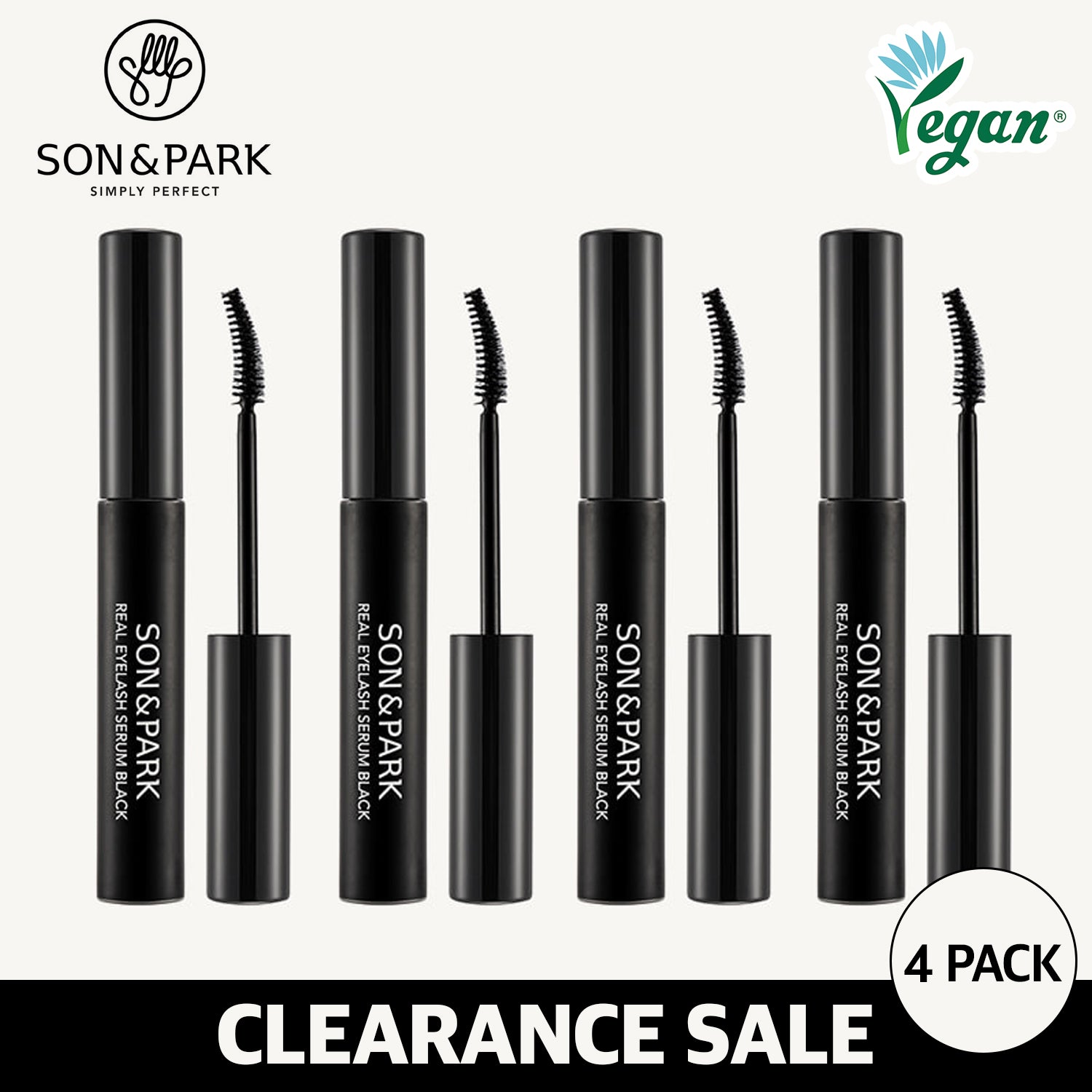 *CLEARANCE 특가* [SON&PARK] 손앤박 리얼 아이래쉬 세럼 속눈썹 영양제 (블랙4개 세트) Real Eyelash Serum Eyelash Nutrient Clear Black 4pcs set