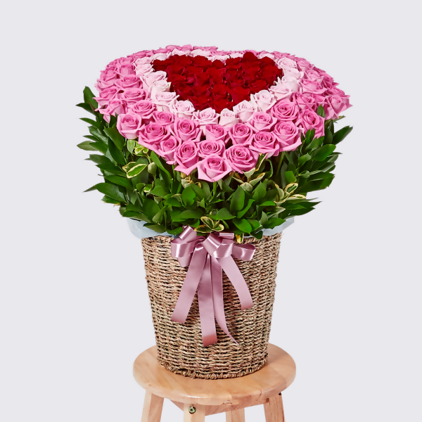 [OnKorea Gifts 한국 배송_꽃배달 서비스]100송이 사랑(100송이 장미 꽃바구니)- 주문당일 한국 전지역 배송 서비스