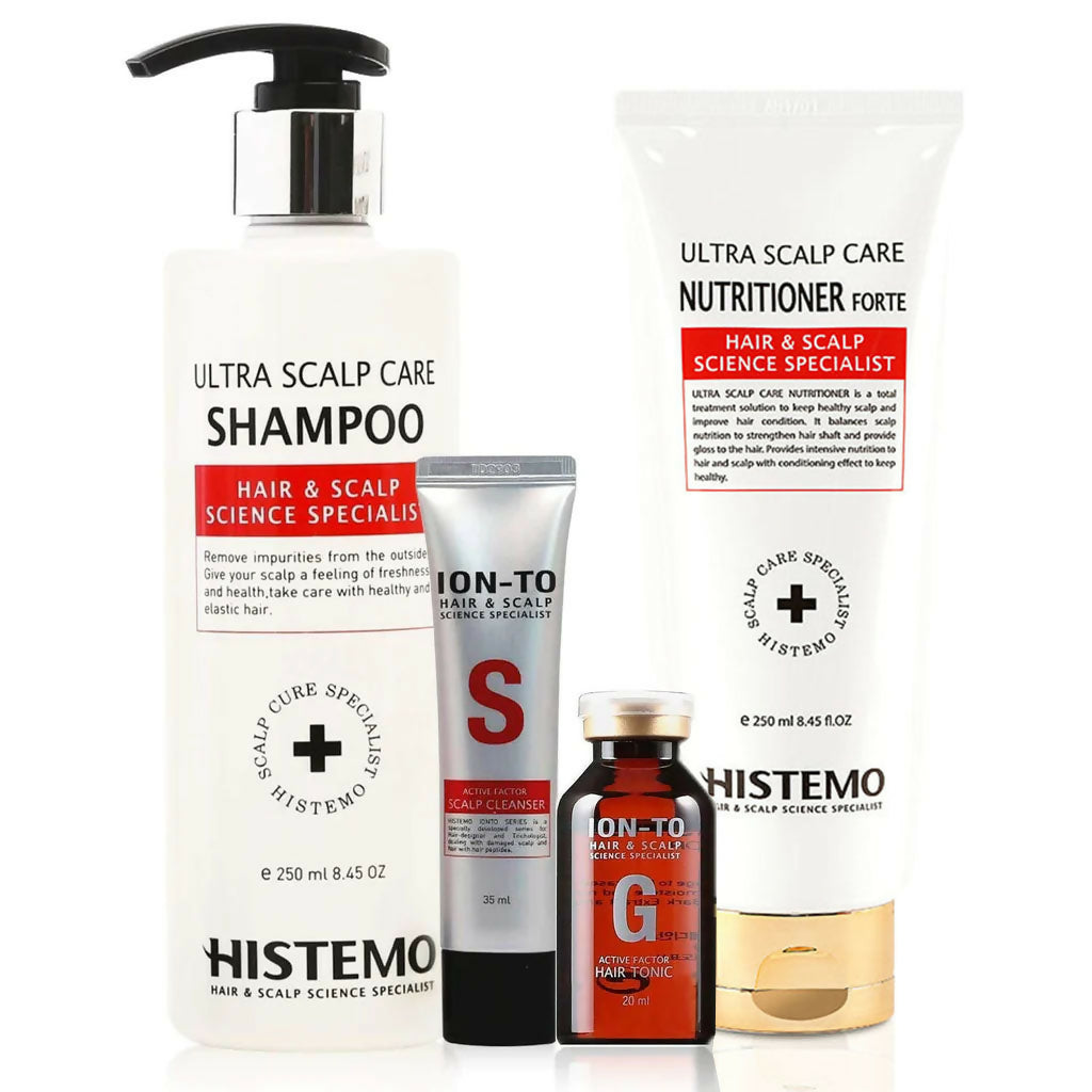 [ Histemo ] Anti-Dandruff & Oily Hair Kit, Scalp Cleanser, Shampoo, Conditioner & Hair Tonic, DHT Blocking Hair Restoration Treatment