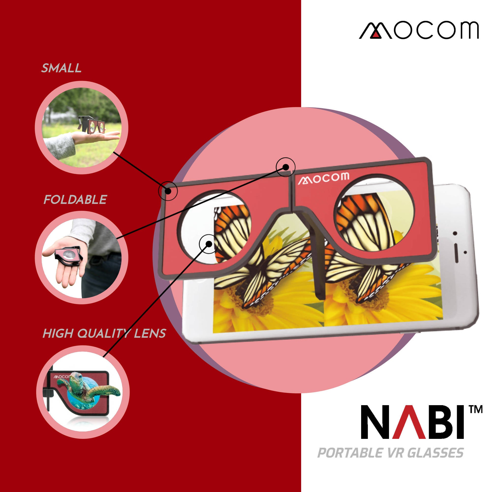 [Mocom] Kính VR xách tay "NABI" cho smartphone 
