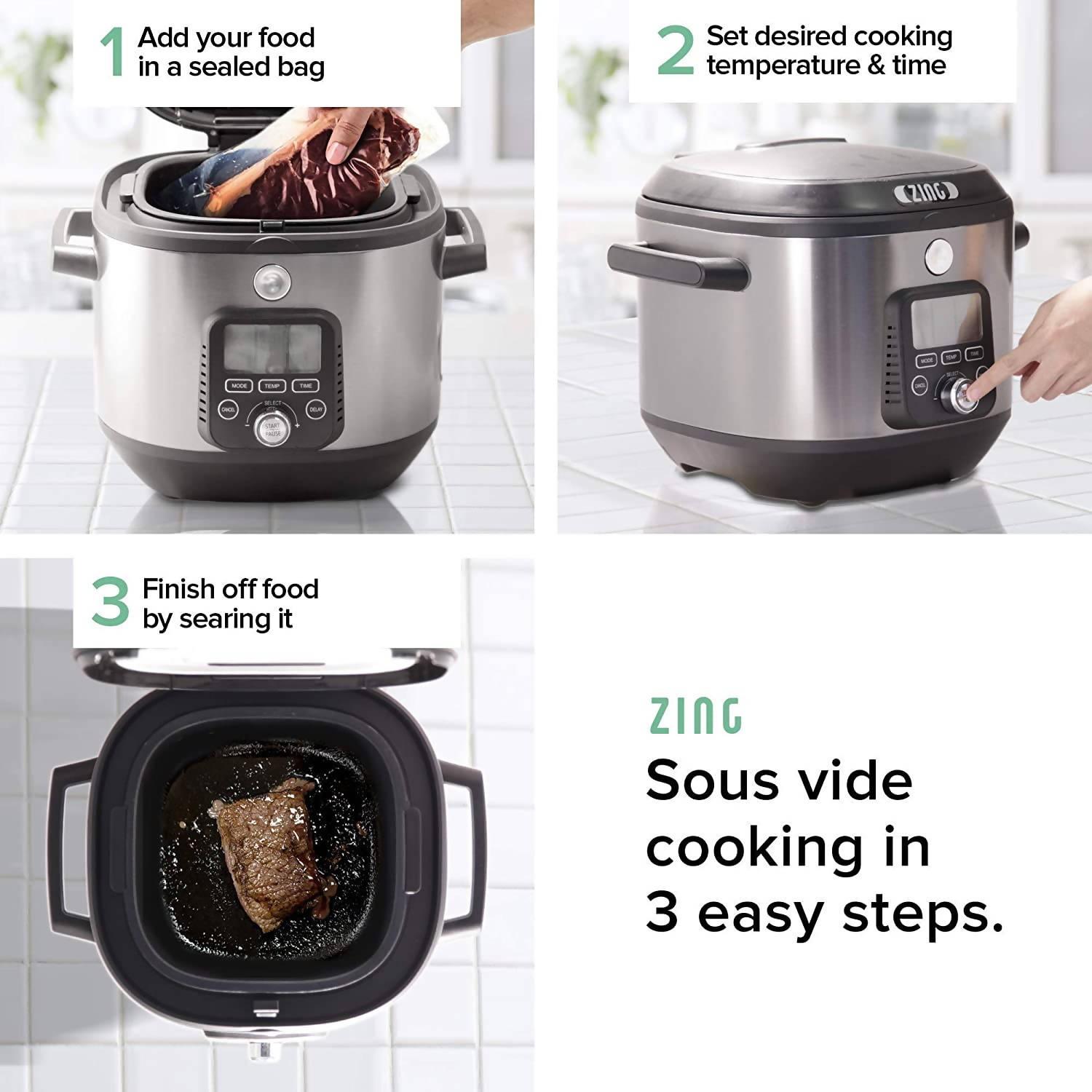 [프로모션] Zing Cook Multi-Cooker with Sous Vide & Slow Cooking Firctions, 6 QT