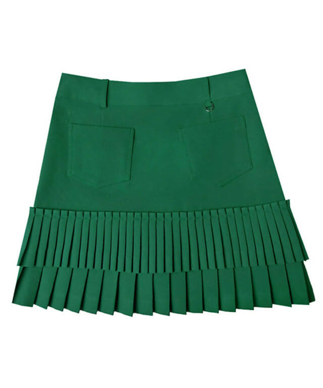 BENECIA 12 Wave Pleated Skirt - Green