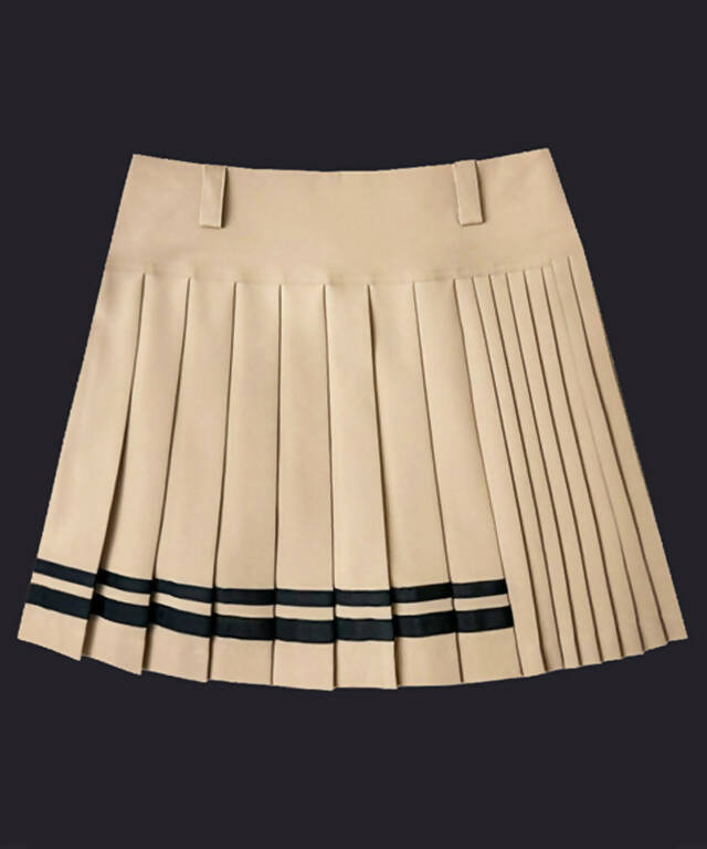 BENECIA 12 Double Line Pleated Skirt - Beige
