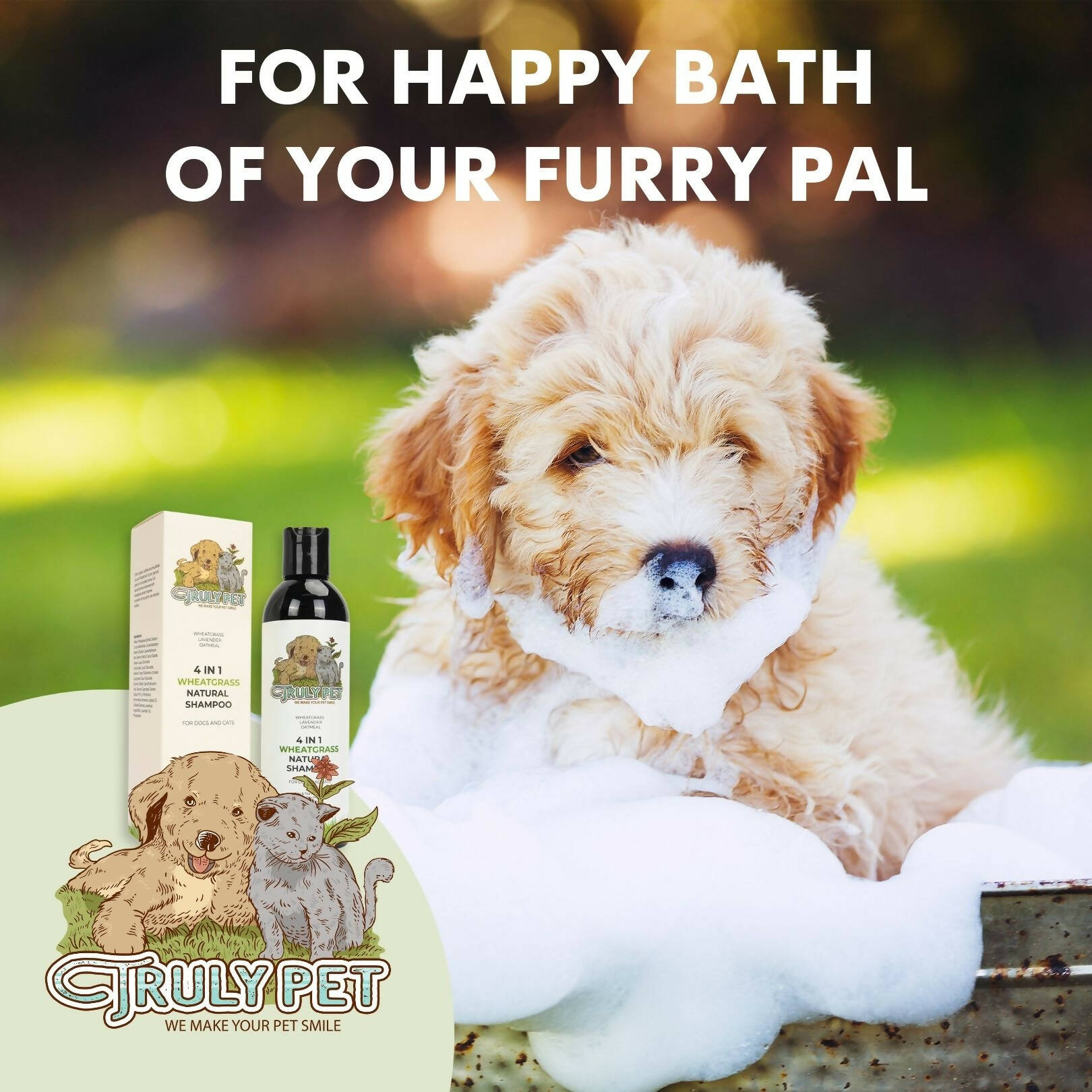 [TRULYPET] UP TO 55% OFF - Wheatgrass Natural Oils Shampoo for Dogs & Cats - Wheatgrass Lavender Oatmeal[ 프리미엄 네쥬널 애견 샴푸]