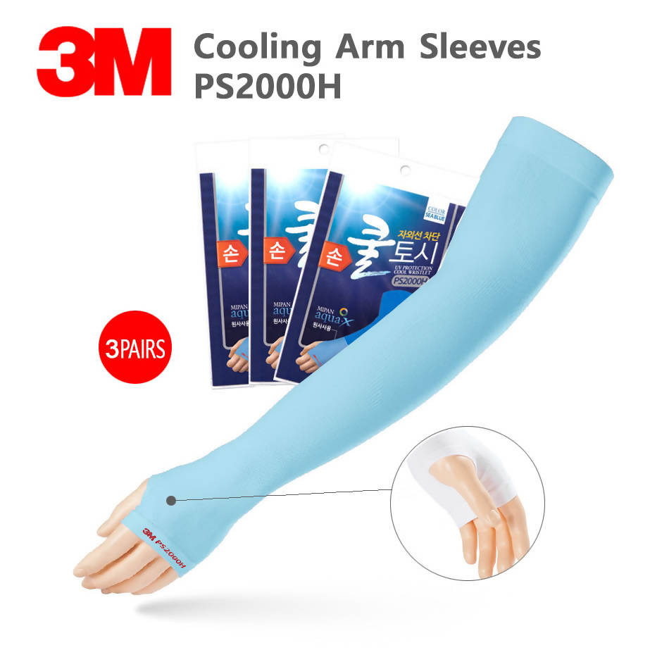 3M Cooling Arm Sleeves with thumb hole 3 pairs UV Protection Outdoor Work & Sports (3 pairs)