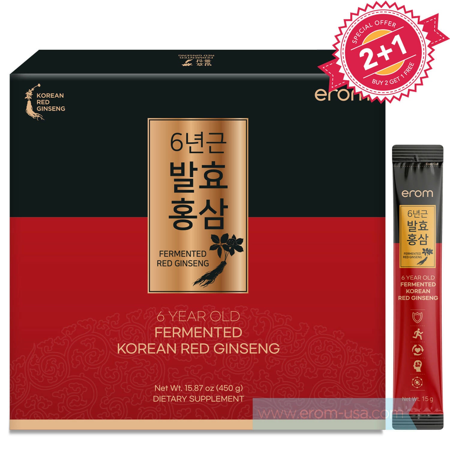 [2+1] Erom Fermented Red Ginseng (이롬 발효홍삼) 30 stick packs