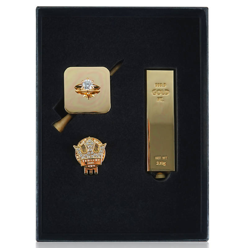 VERTINI Gold Bar + Crown Ball Marker + Diamond Ring