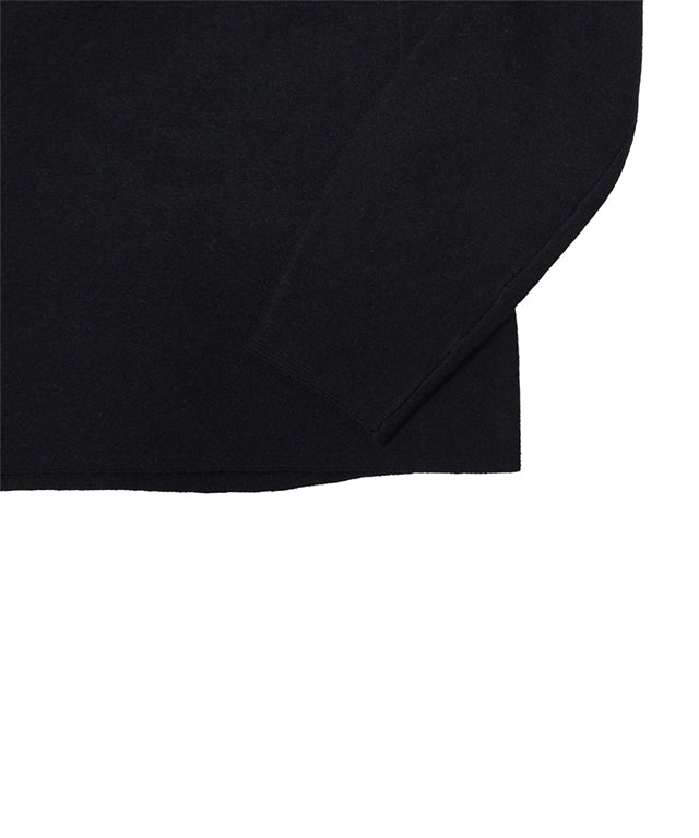 BENECIA 12 Pleated Collar Knit Top - Black