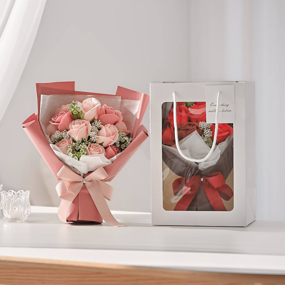 [COCODOR] Soap Flower Bouquet w/ Gift Bag X 2 (Pink & Red)