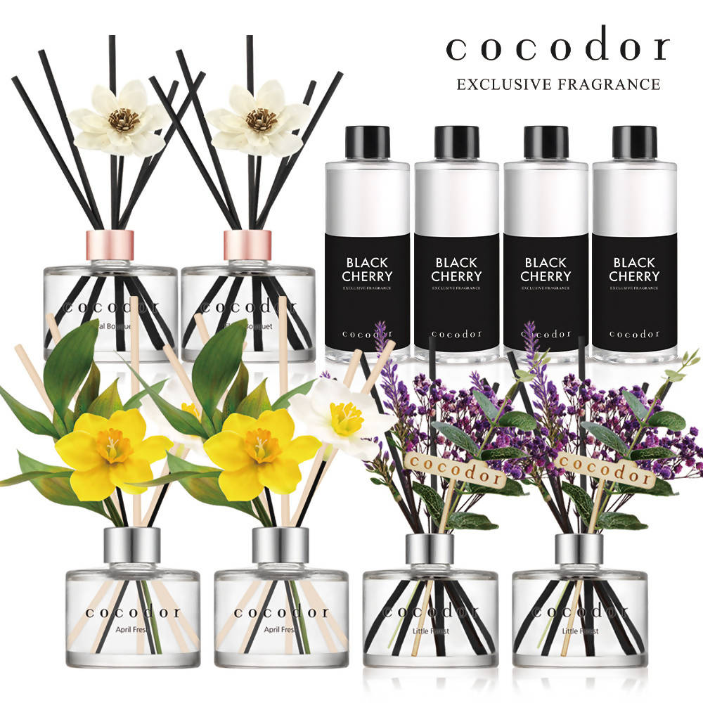 [COCODOR] 2 White Flower Diffusers + 2 Lavender Diffusers + 2 Daffodil Diffuser + 6 Diffuser Refills w/ Random Fragrances