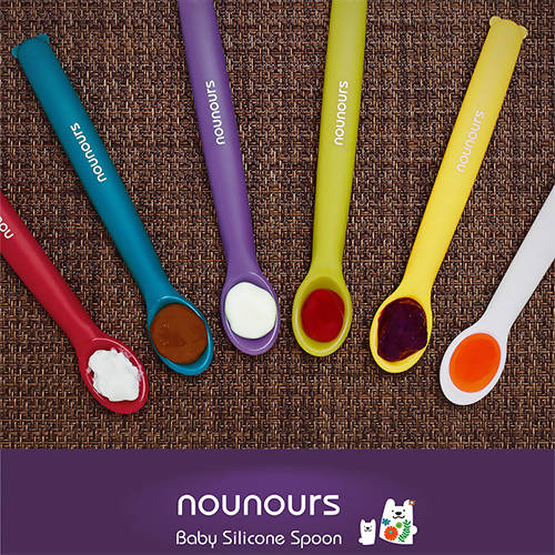 [CLEARANCE] NOUNOURS SILICON SPOON 5PCS #RED #PURPLE #GREEN #WHITE #BLUE