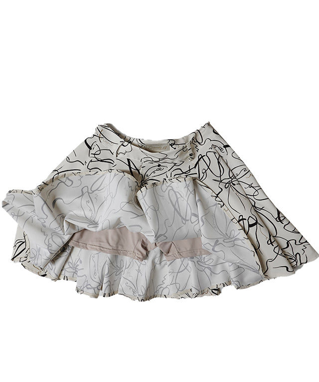 BENECIA 12 Drawing Flared Skirt - Ivory