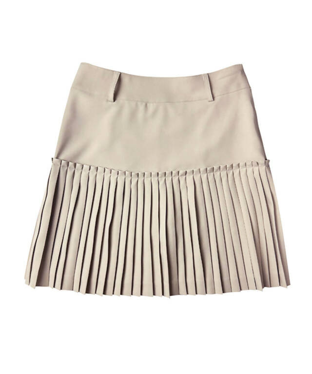 BENECIA 12 Frill Pleated Skirt - Beige