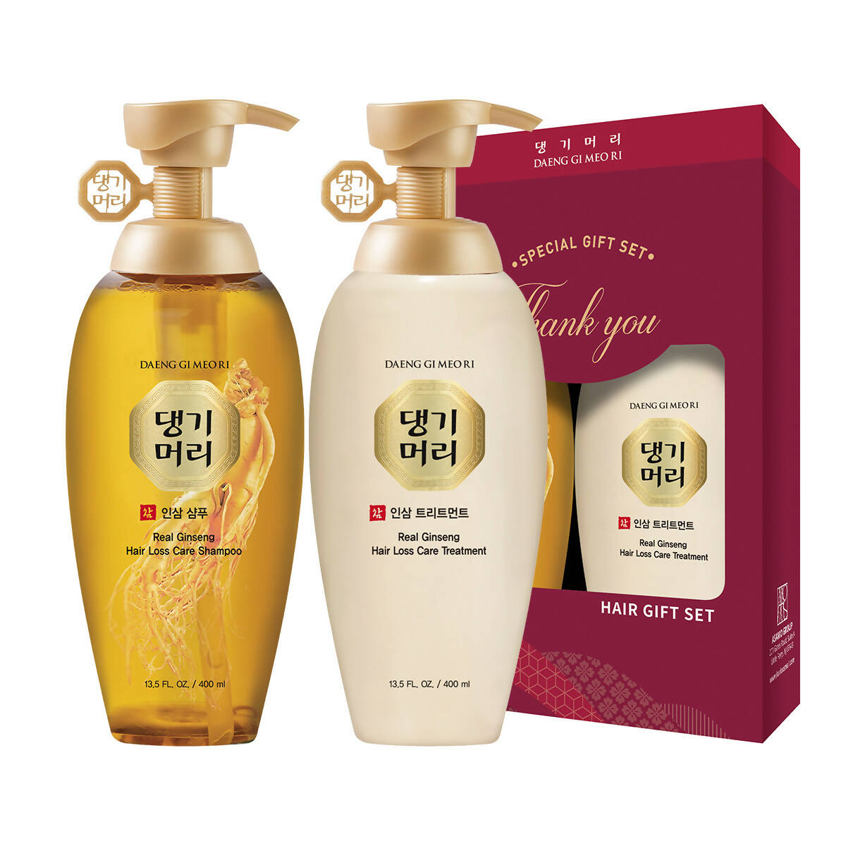 [Daeng Gi Meo Ri] Real Ginseng Hair Loss Care Shampoo & Treatment 400ml Gift Set