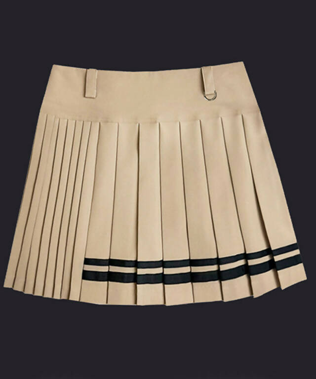 BENECIA 12 Double Line Pleated Skirt - Beige